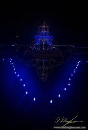 reflections in a pond at Butchart Gardens during Christmas Lights